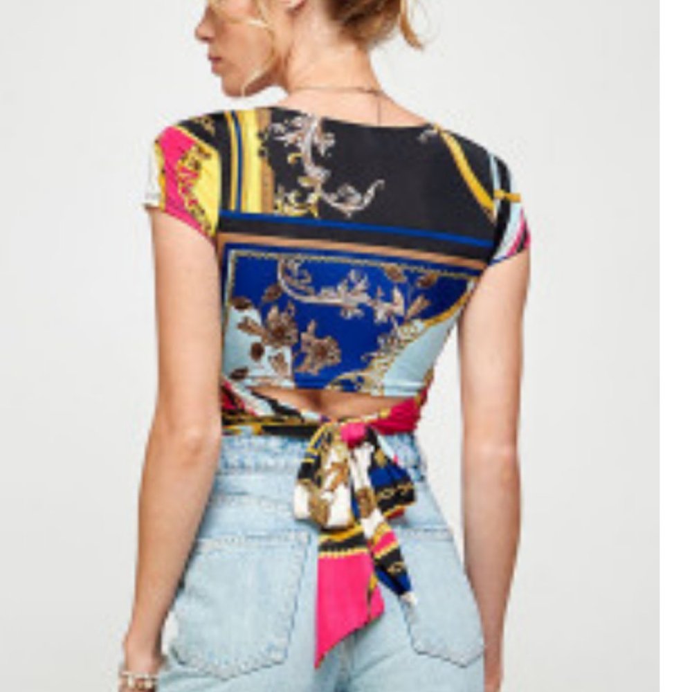 Fuchsia Combo - Wrap Tie Back Crop Top
